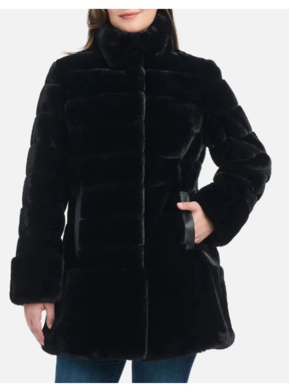 Jones New York® Women's Faux Fur Black Jacket sz XXL